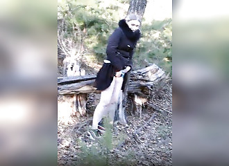 He catches a girl masturbating in the wild and takes advantage of her